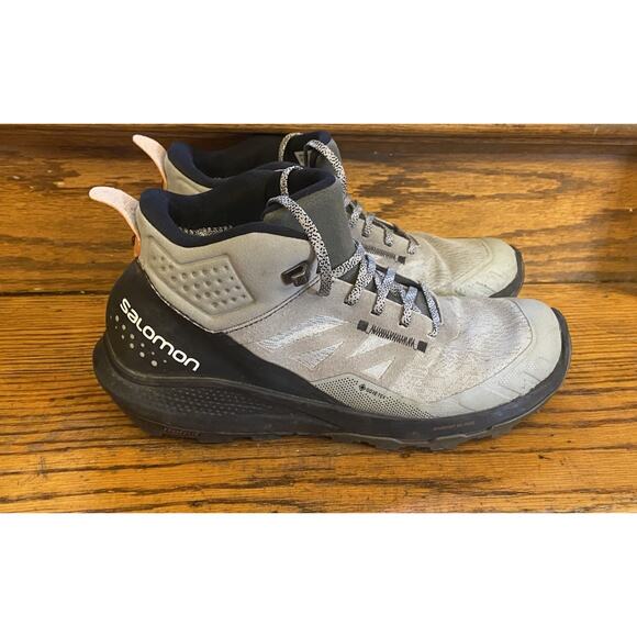 Salomon OUTpulse Mid GTX Shoes Mens 9.5 Gray Black Hiking GORE-TEX 415889 - Picture 1 of 8
